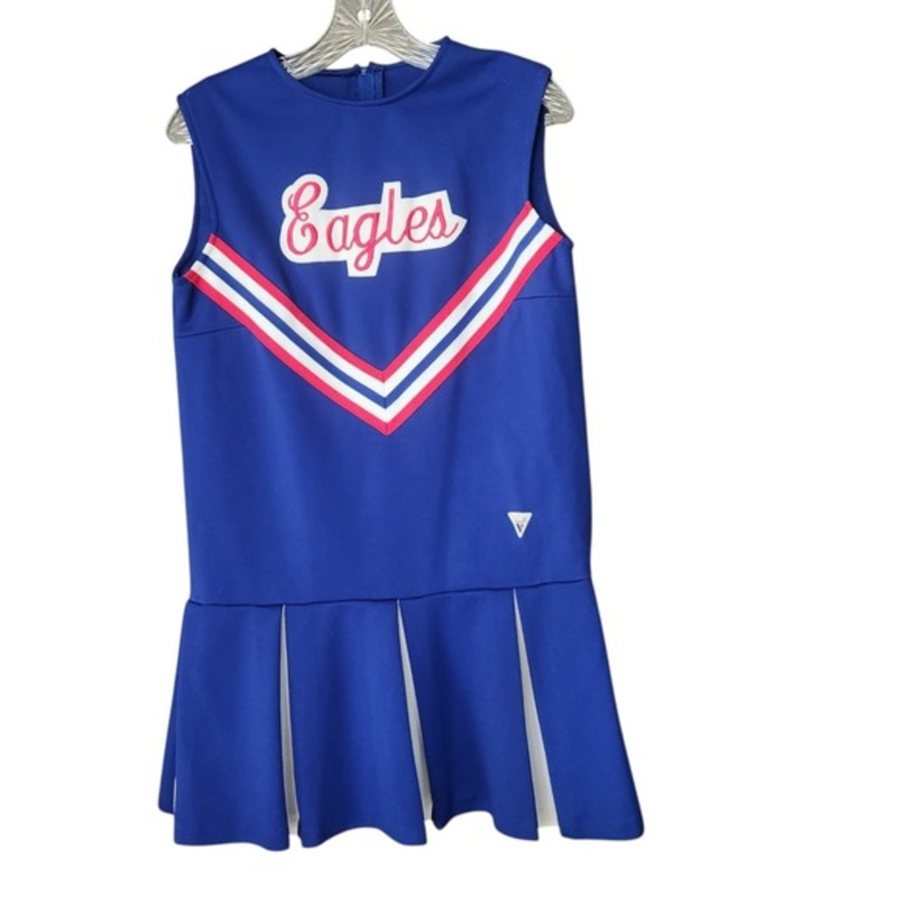 VTG Varsity Cheerleader Uniform Dress‎ Pleated Skirt 38-15 Blue Eagles